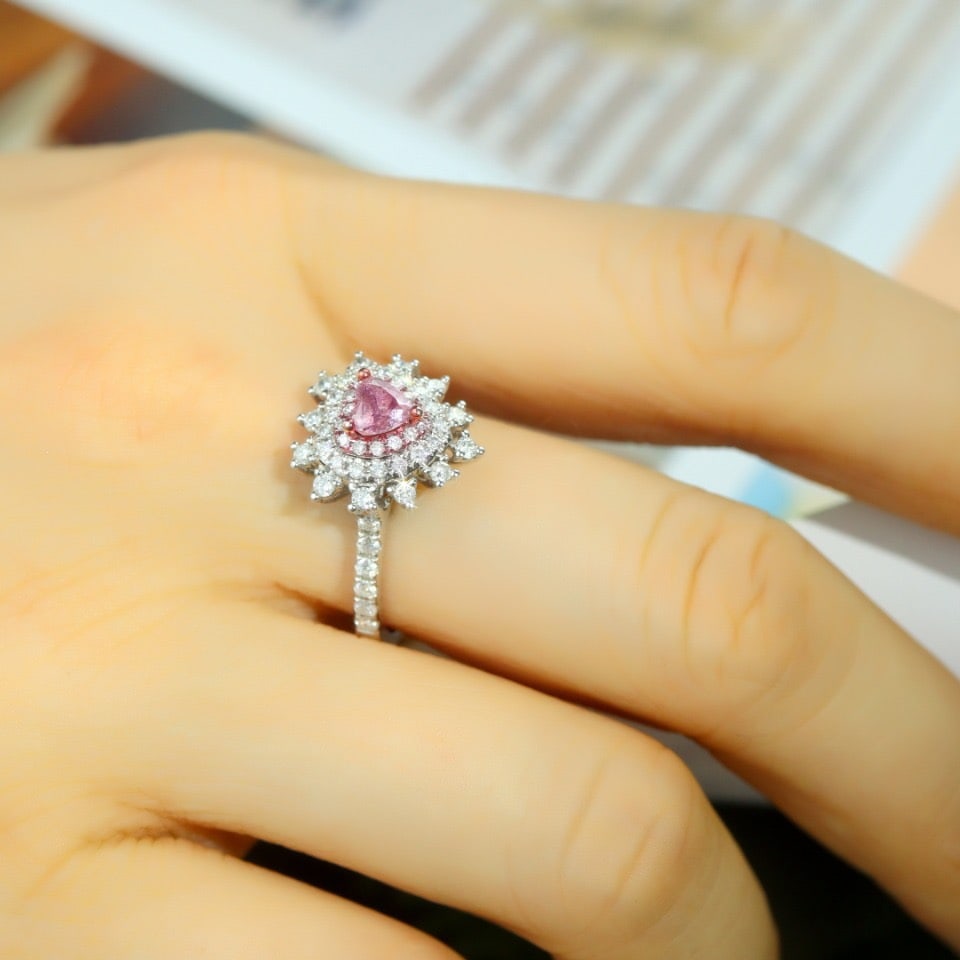 14k Gold 0.83 Ctw Natural Pink Diamond & Diamond Ring - 6