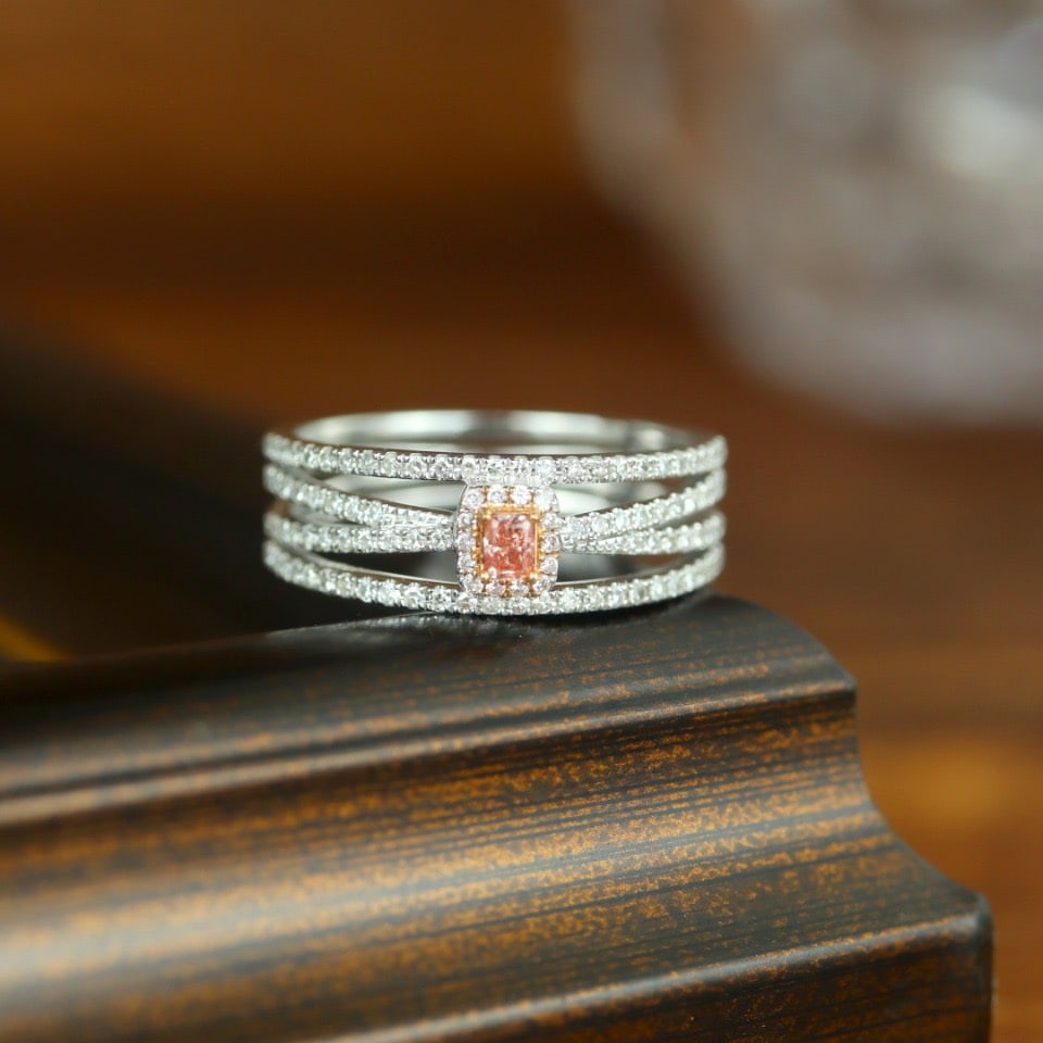 14k Gold 0.41 Ctw Natural Pink Diamond & Diamond Ring