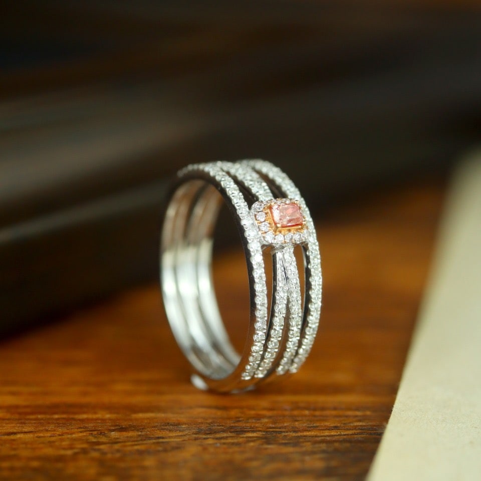 14k Gold 0.41 Ctw Natural Pink Diamond & Diamond Ring - 5