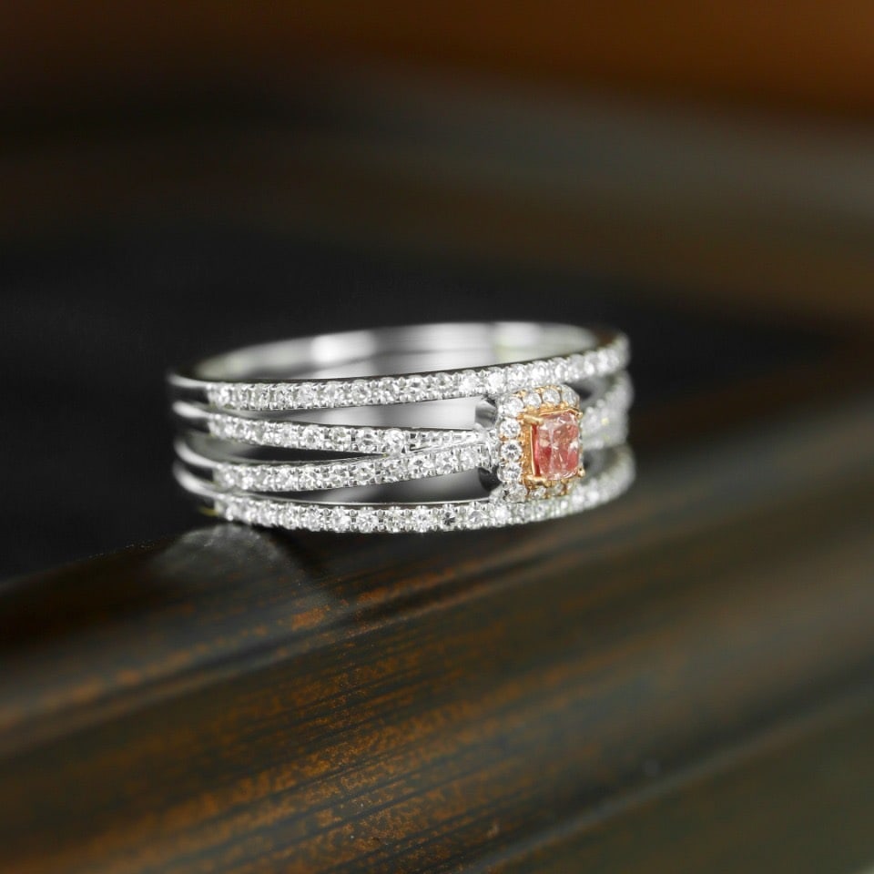 14k Gold 0.41 Ctw Natural Pink Diamond & Diamond Ring - 6
