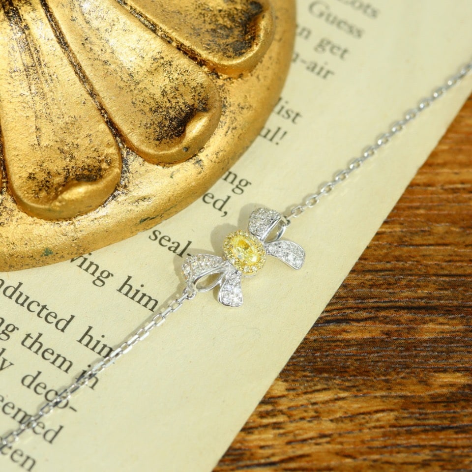 14k Gold 0.38 Ctw Natural Yellow Diamond & Diamond Bracelet