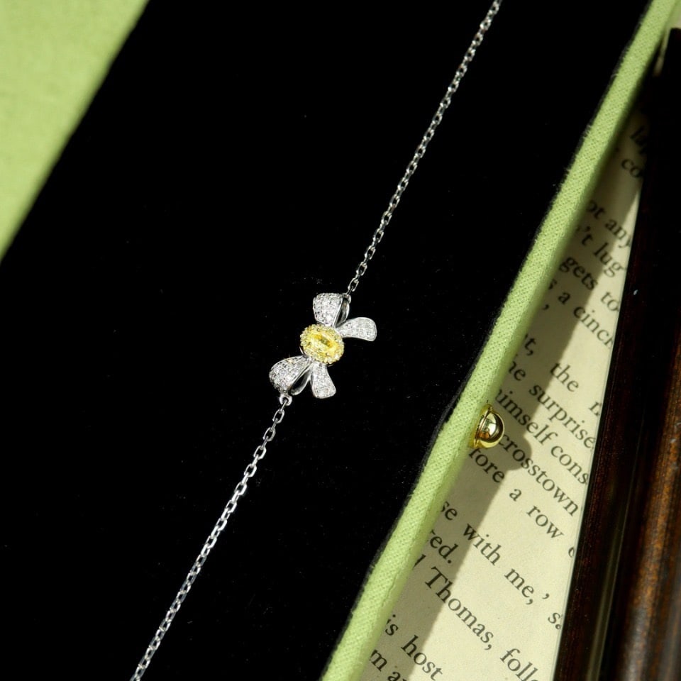 14k Gold 0.38 Ctw Natural Yellow Diamond & Diamond Bracelet - 2