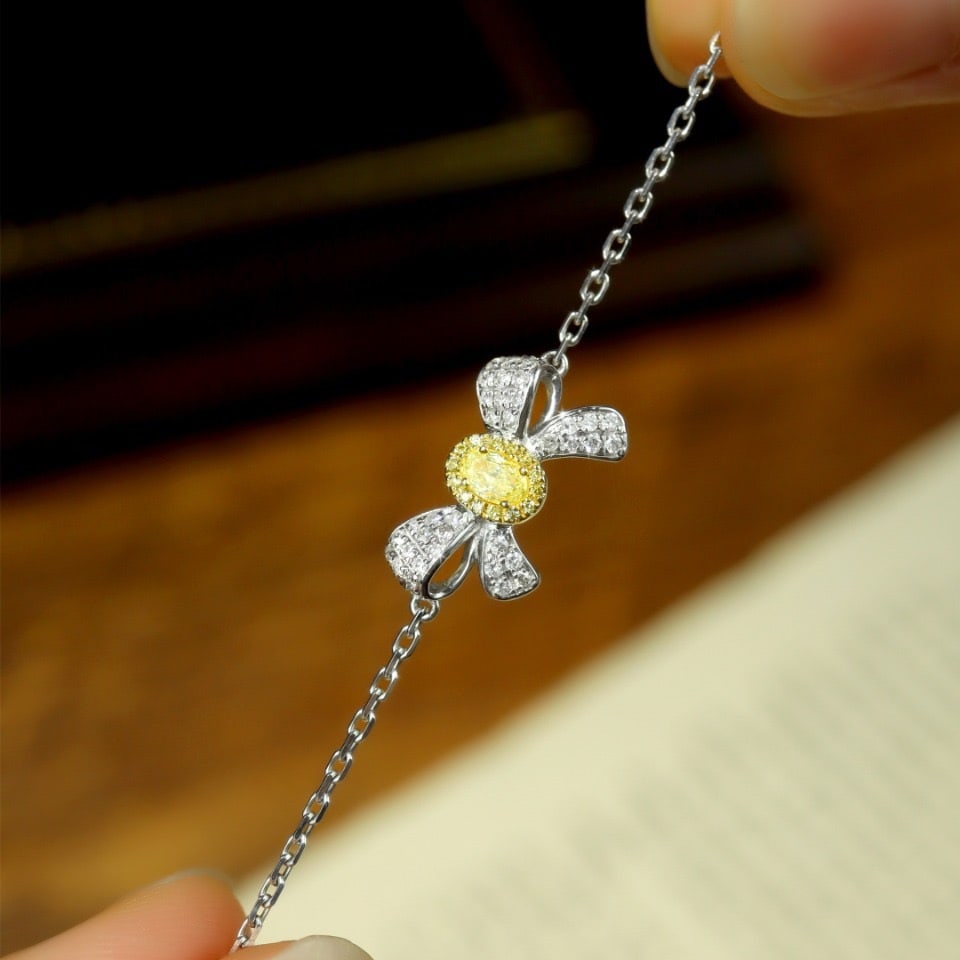 14k Gold 0.38 Ctw Natural Yellow Diamond & Diamond Bracelet - 3