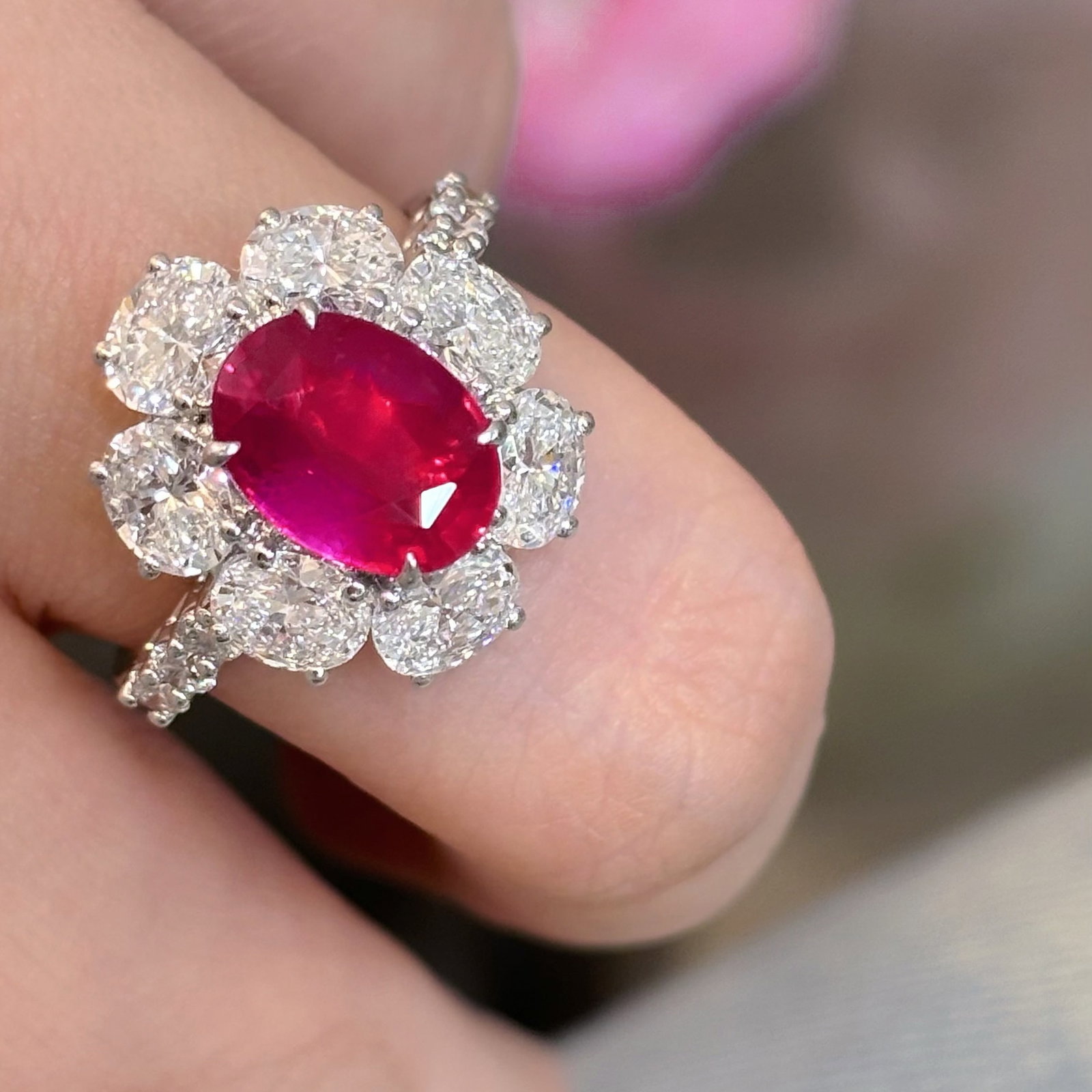 14k Gold 4.48 Ctw Natural Ruby & Lab Grown Diamond Ring - 2