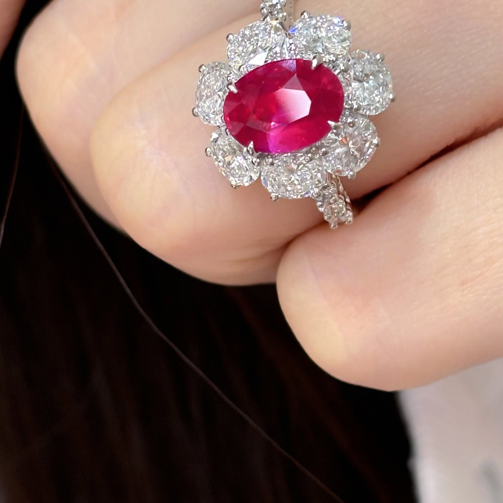 14k Gold 4.48 Ctw Natural Ruby & Lab Grown Diamond Ring - 3