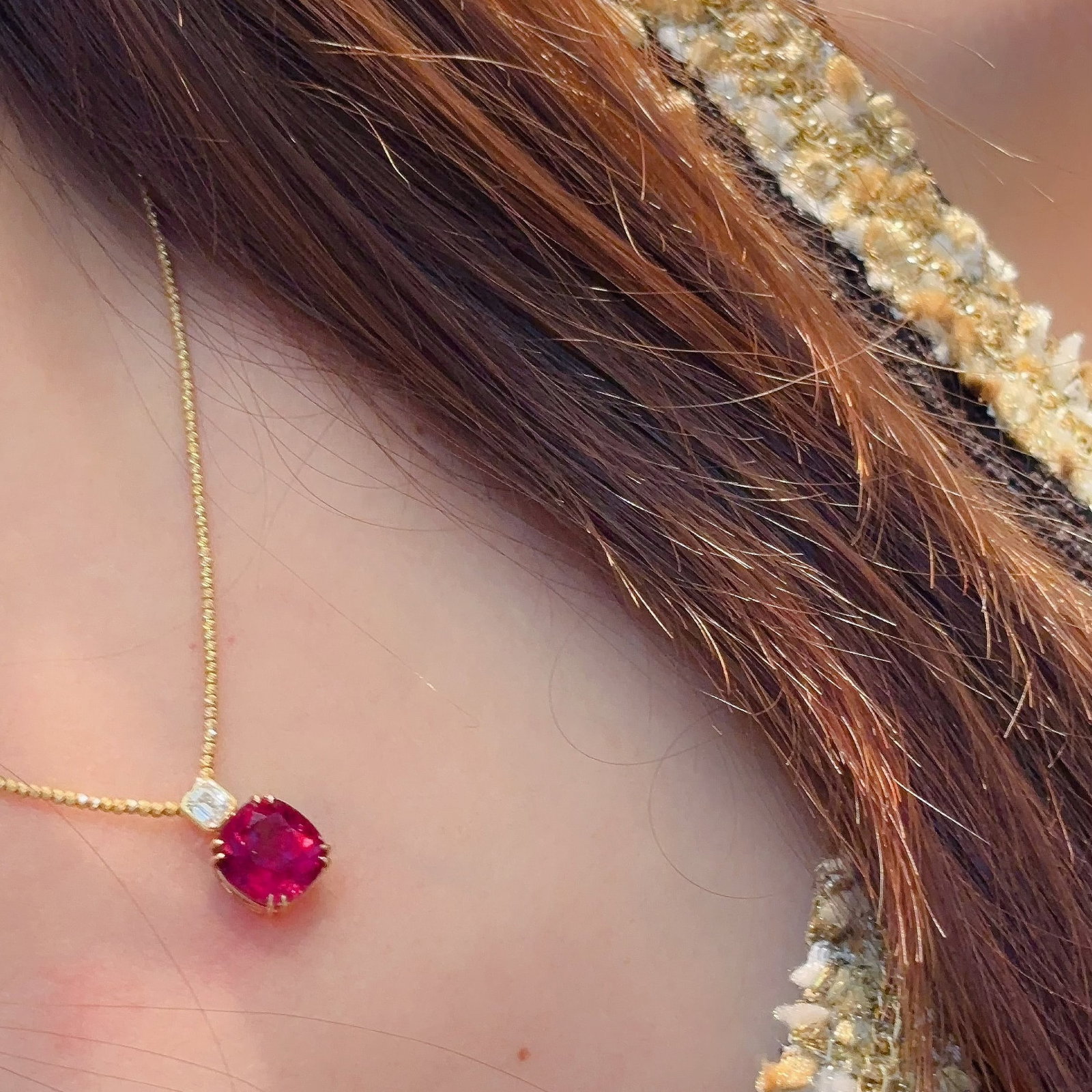 14k Gold 4.82 Ctw Natural Tourmaline & Diamond Pendant( Without Chain ) - 4
