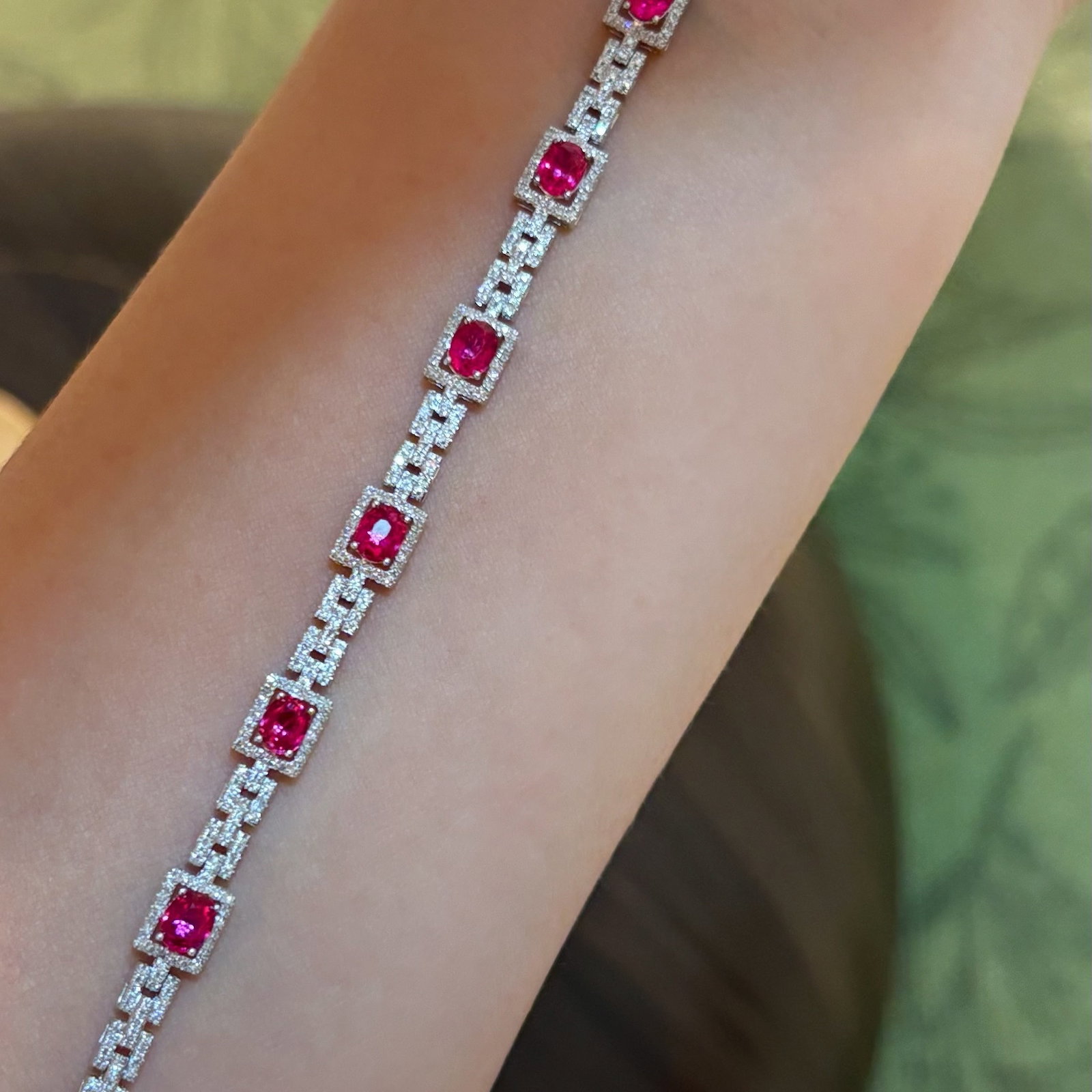 14k Gold 3.6 Ct Natural Ruby & Diamond Bracelet - 2