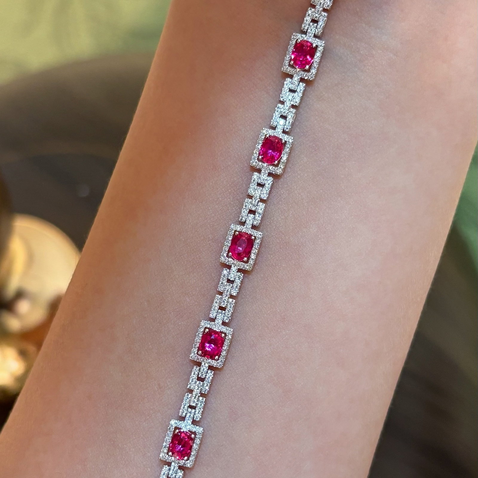 14k Gold 3.6 Ct Natural Ruby & Diamond Bracelet - 3