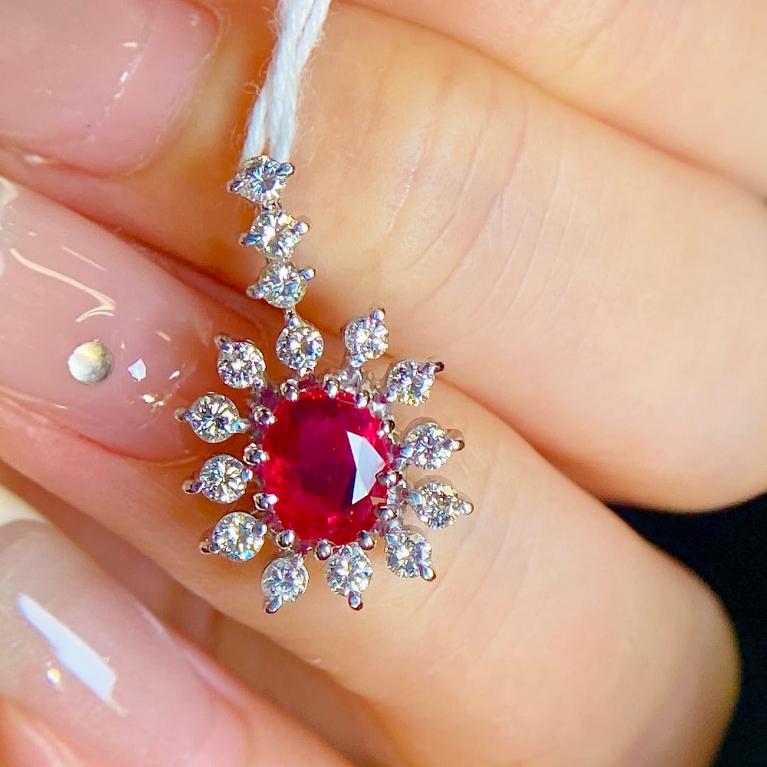 14k Gold 1.46 Ctw Natural Ruby & Diamond Pendant( Without Chain ) - 2