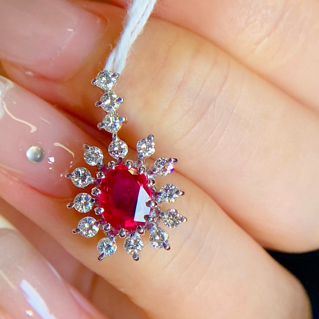 14k Gold 1.46 Ctw Natural Ruby & Diamond Pendant( Without Chain ) - 3