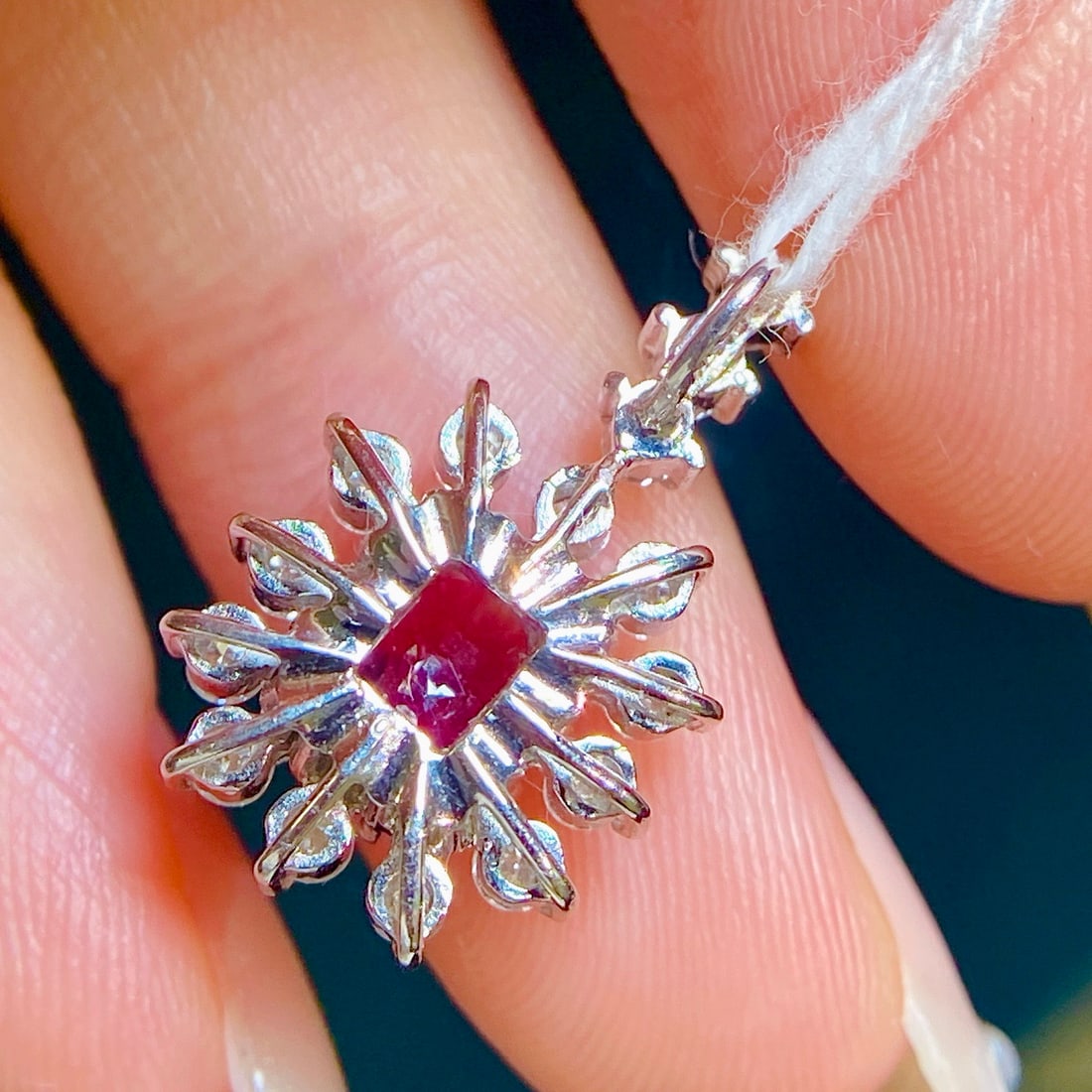 14k Gold 1.46 Ctw Natural Ruby & Diamond Pendant( Without Chain ) - 4