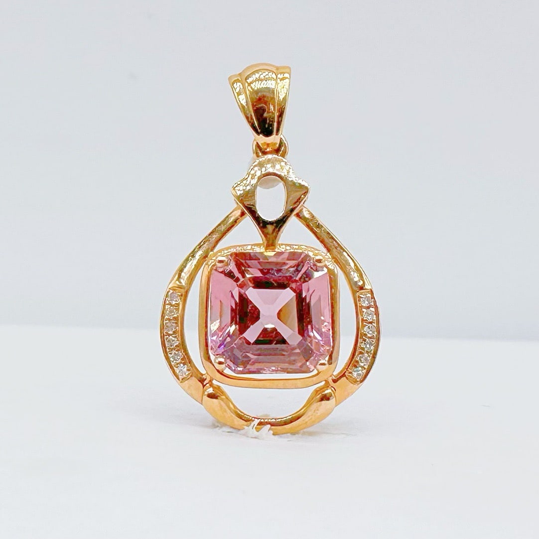 14k Gold 1.65 Ct Natural Tourmaline & Diamond Pendant( Without Chain )