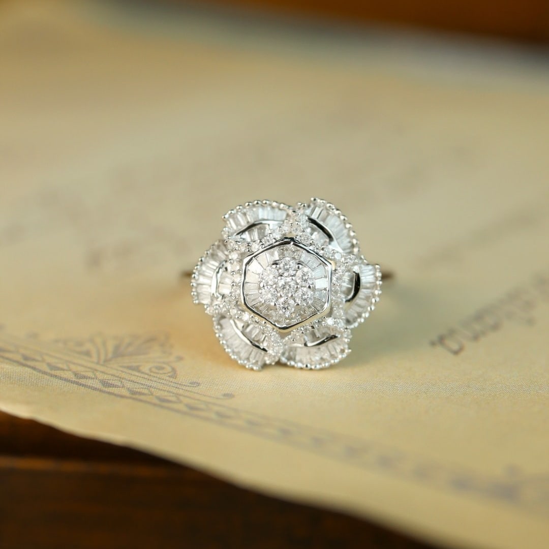 14k Gold 0.70 Ct Natural H Diamond Ring