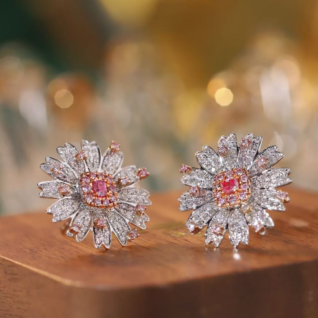 14k Gold 0.90 Ct Natural Color Diamond Earrings - 4