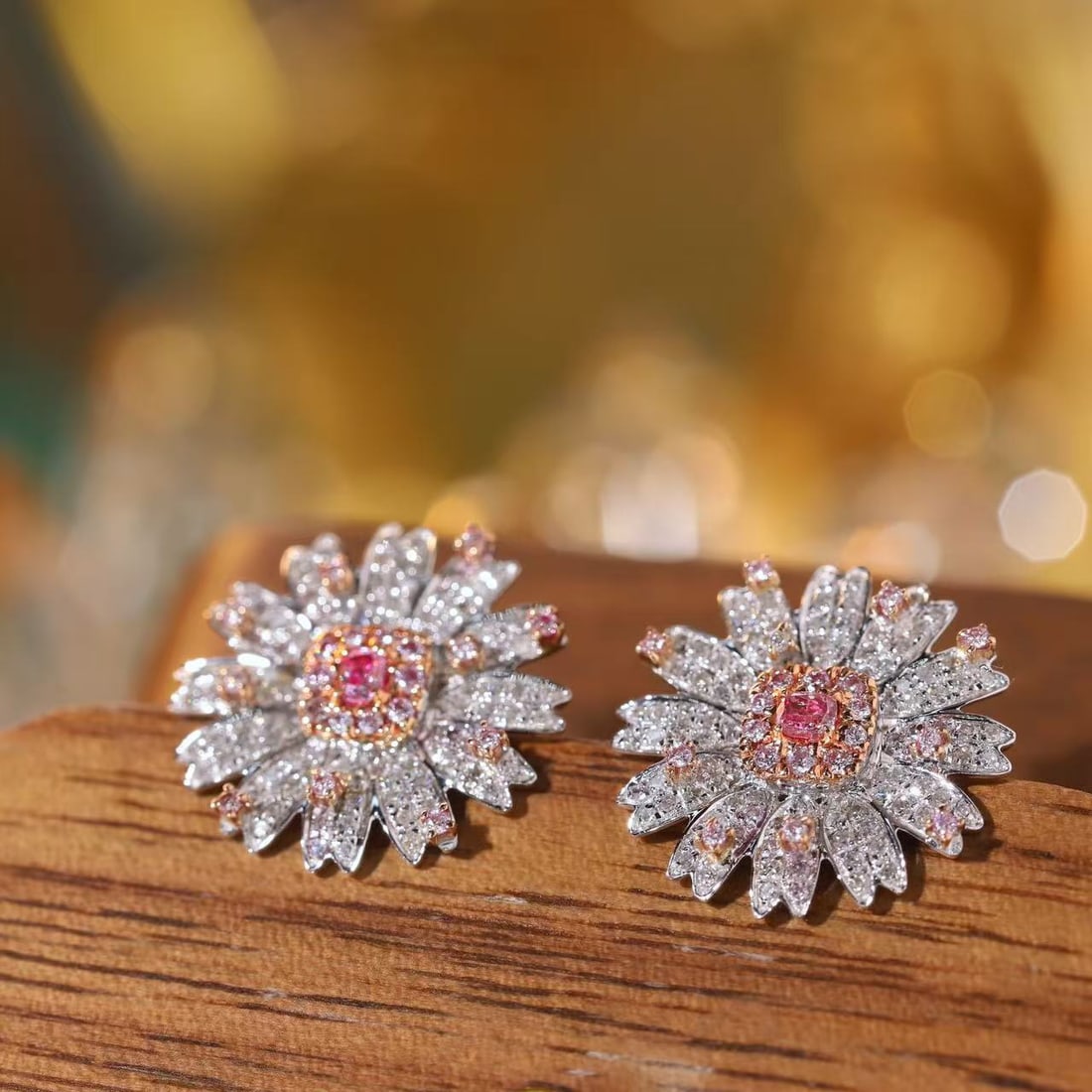 14k Gold 0.90 Ct Natural Color Diamond Earrings - 5
