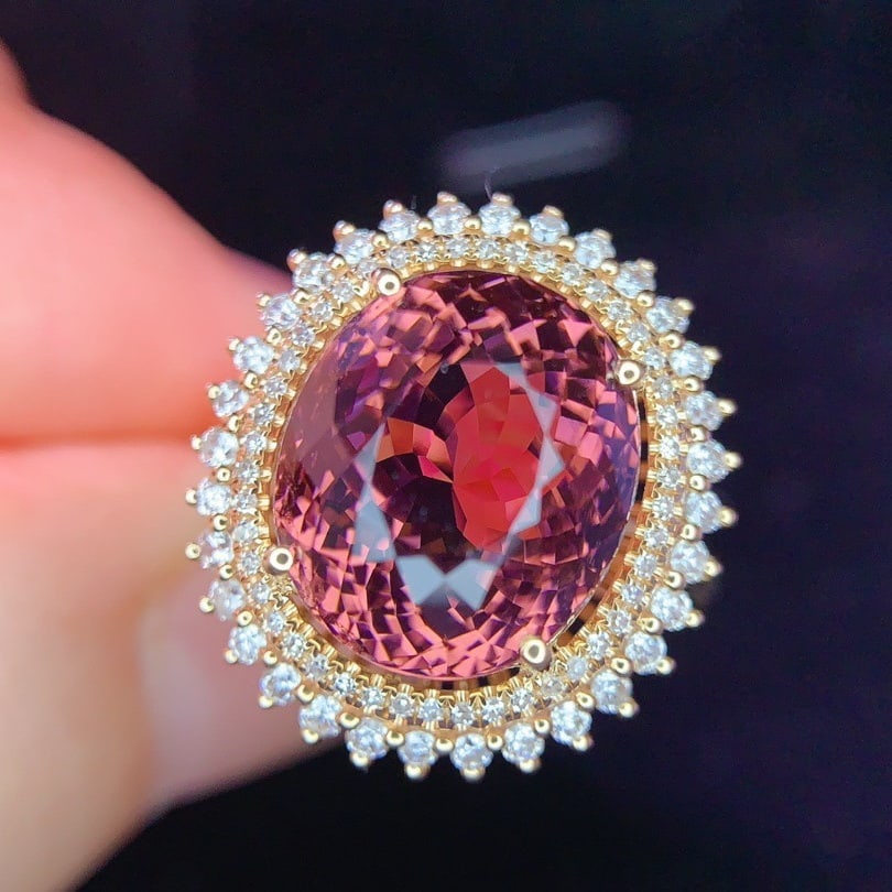 14k Gold 7.5 Ct Natural Tourmaline & Diamond Ring - 3
