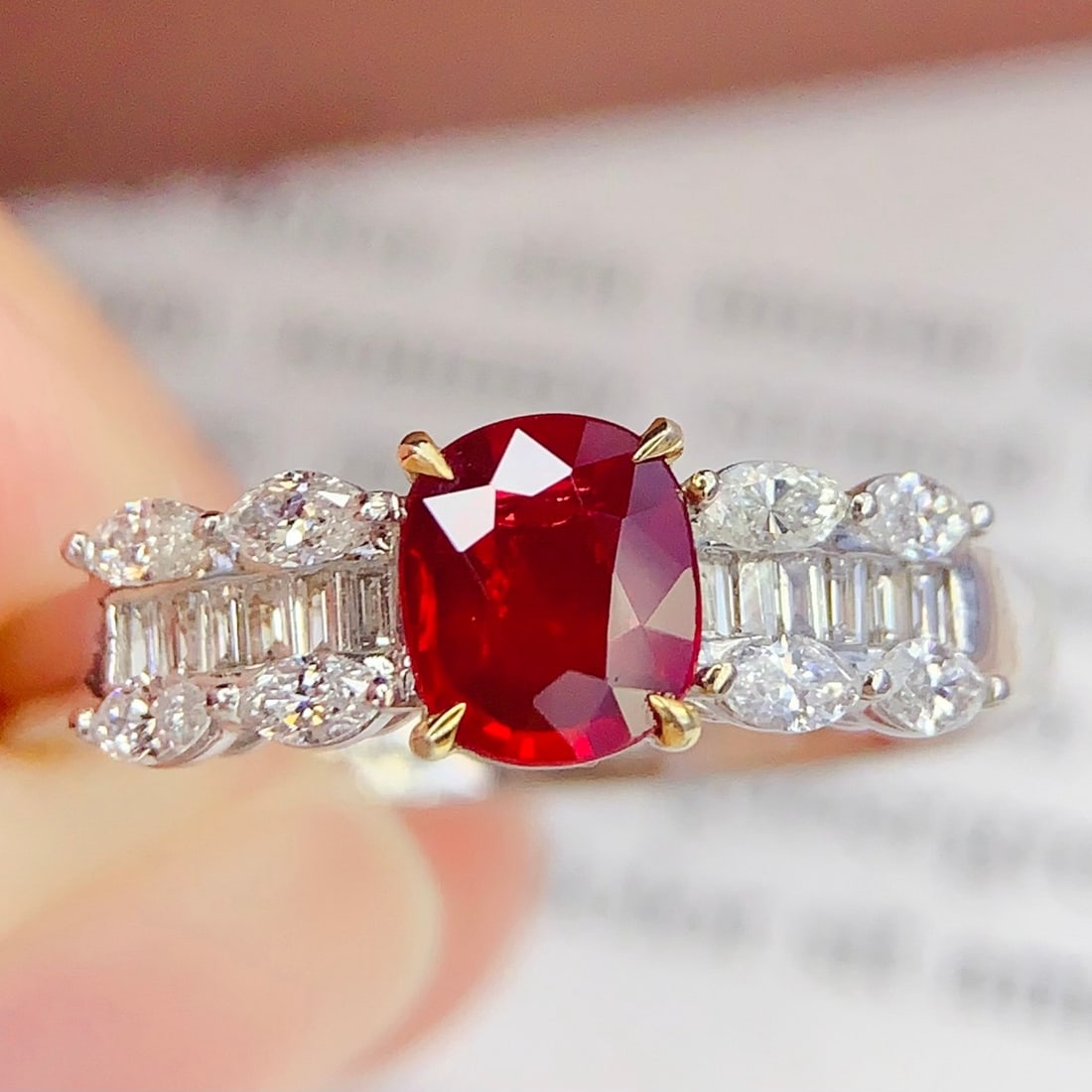 14k Gold 0.67 Ct Natural Ruby & Diamond Ring: Ref:231098312 // gold content:14k gold // ring size:7. 25us // // main gemstone:ruby // shape:oval // carat weight:0. 67ct // color:red // treatment:natural // // adjacent gemstone 2 : diamond // numb