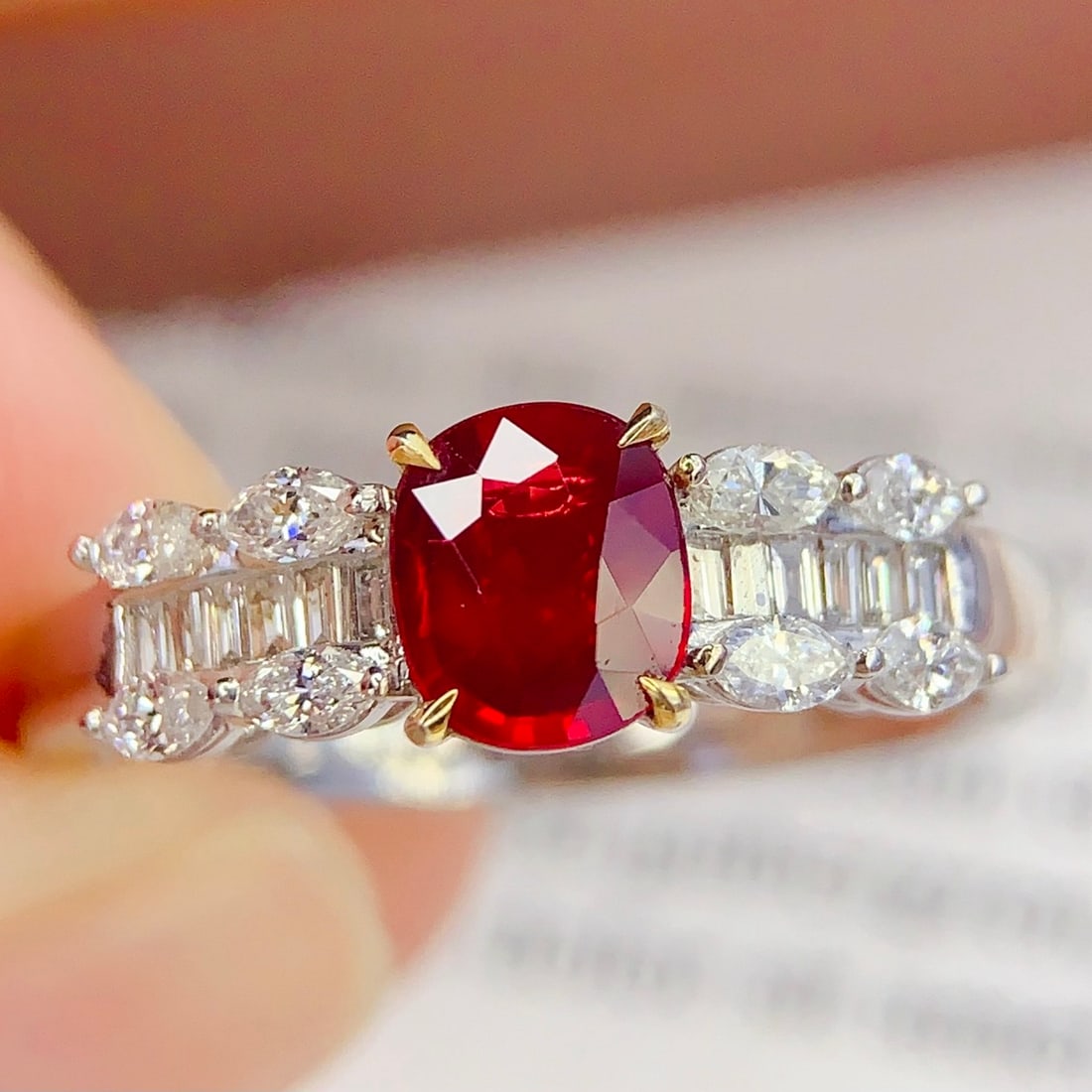 14k Gold 0.67 Ct Natural Ruby & Diamond Ring - 5