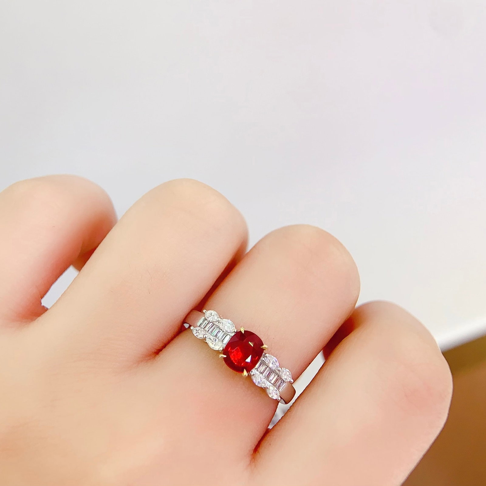 14k Gold 0.67 Ct Natural Ruby & Diamond Ring - 7