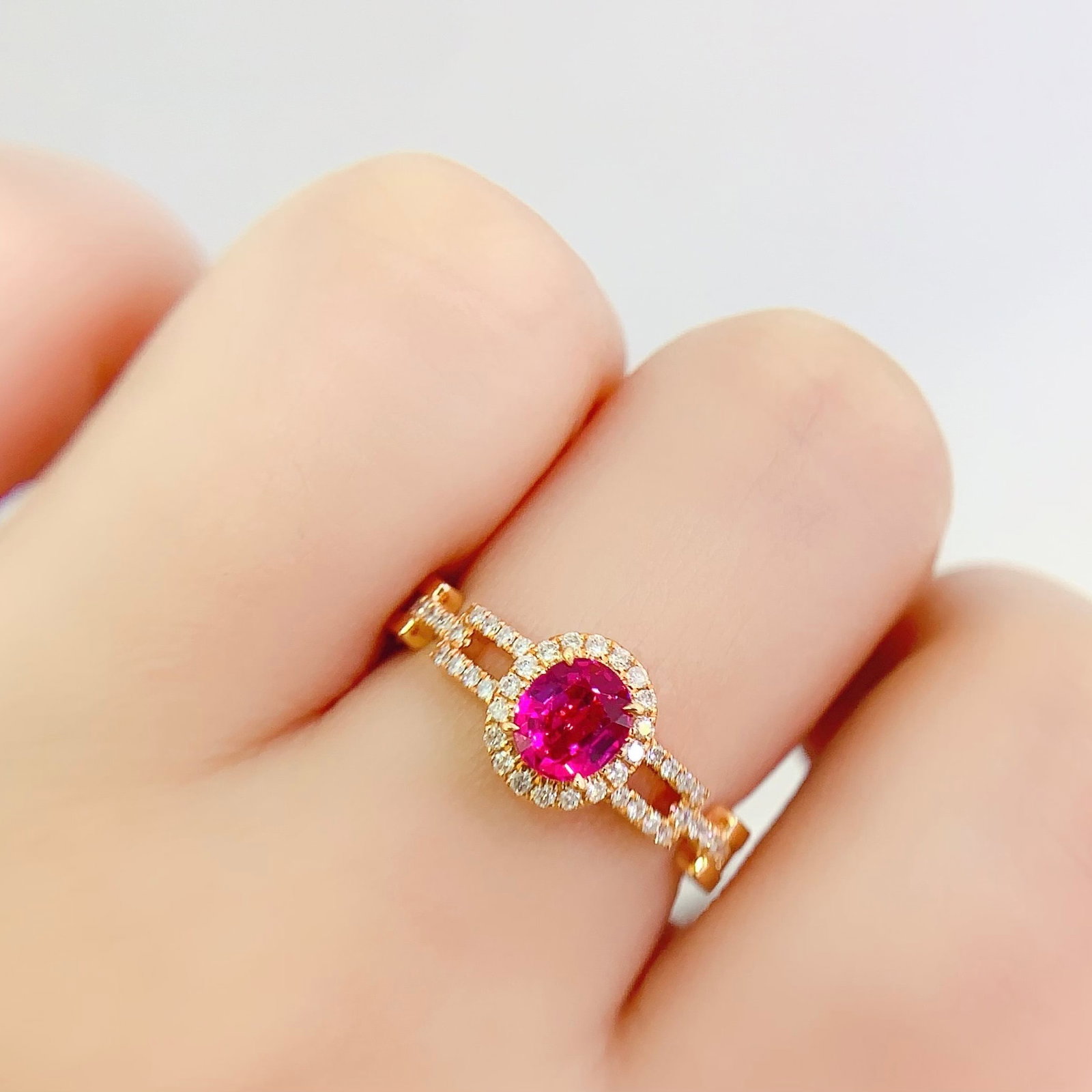 14k Gold 0.8 Ct Natural Ruby & Diamond Ring - 6
