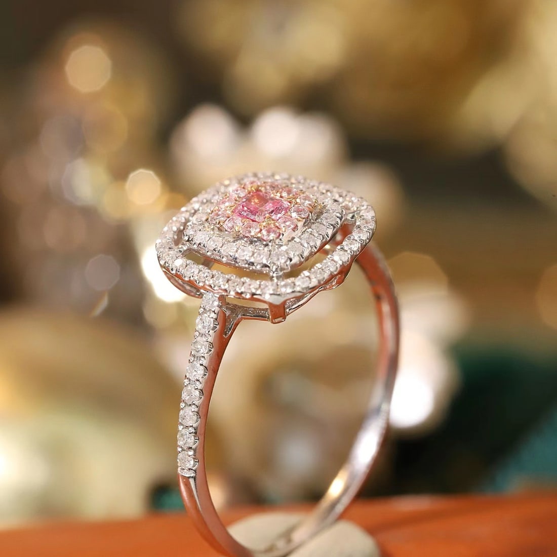 14k Gold 0.53 Ctw Natural Pink Diamond & Diamond Ring - 3