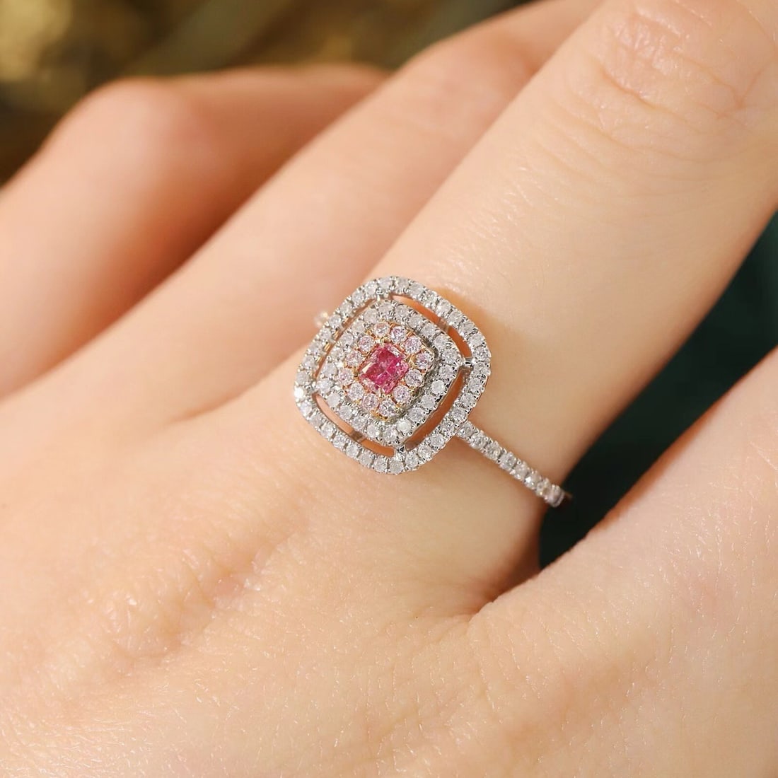 14k Gold 0.53 Ctw Natural Pink Diamond & Diamond Ring - 4