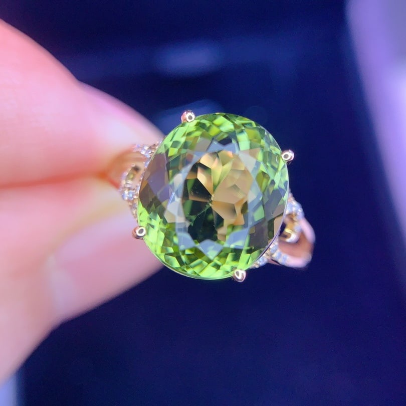 14k Gold 5.9 Ct Natural Tourmaline & Diamond Ring - 3