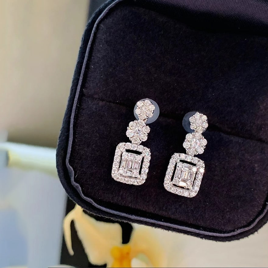 14k Gold 0.9 Ct Natural H Diamond Earrings - 2
