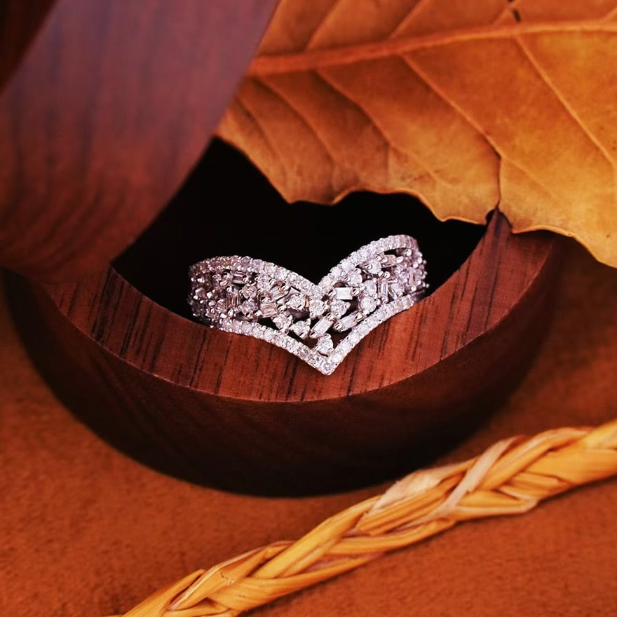 14k Gold 0.9 Ct Natural H Diamond Ring