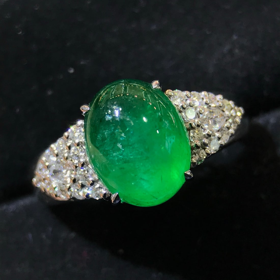 14k Gold 3.71 Ctw Natural Emerald & Diamond Ring