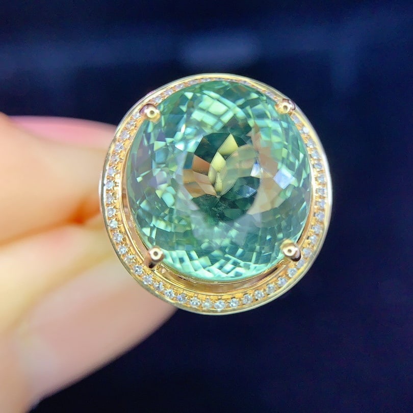 14k Gold 8.0 Ct Natural Tourmaline & Diamond Ring