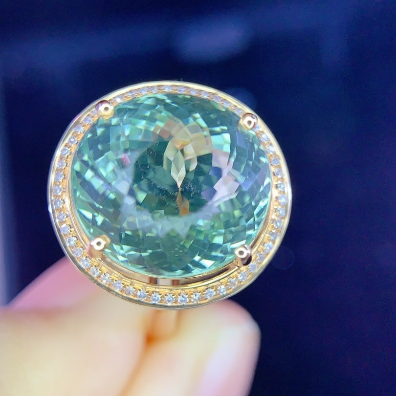 14k Gold 8.0 Ct Natural Tourmaline & Diamond Ring - 4