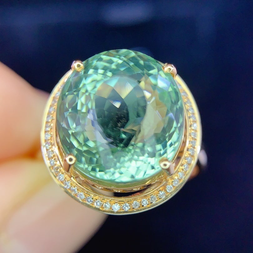 14k Gold 8.0 Ct Natural Tourmaline & Diamond Ring - 5