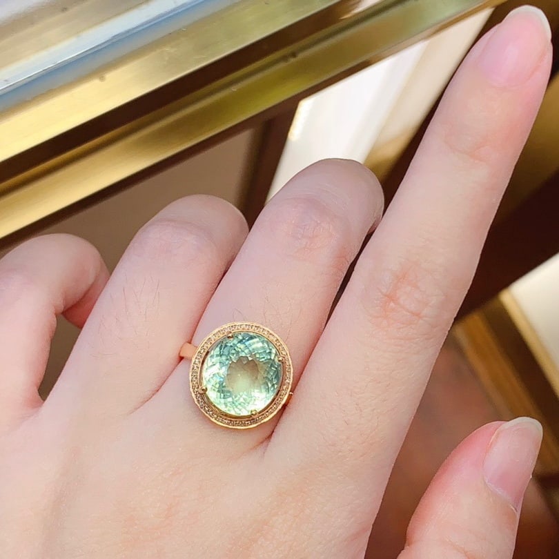 14k Gold 8.0 Ct Natural Tourmaline & Diamond Ring - 6