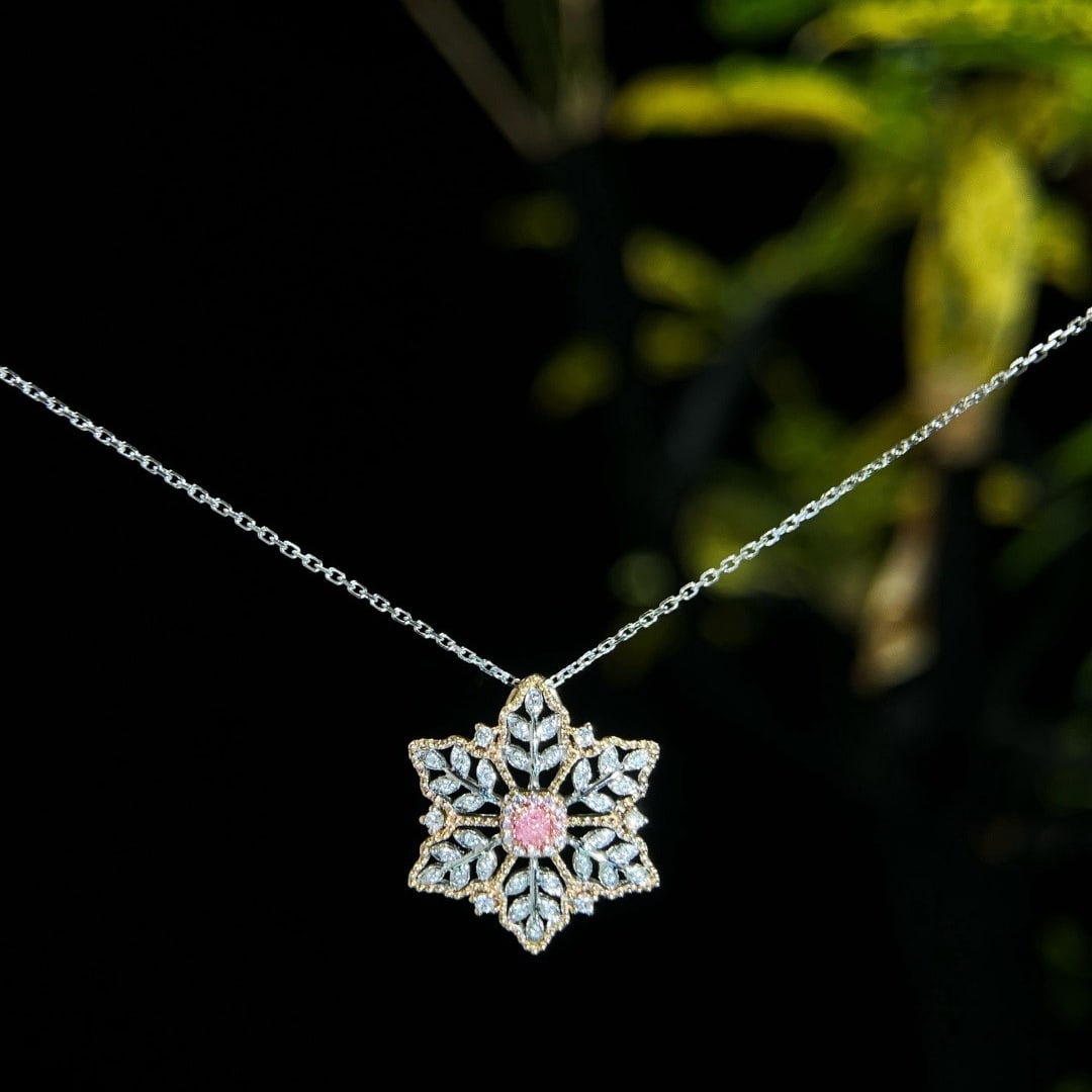 14k Gold 0.19 Ctw Natural Pink Diamond & Diamond Necklace