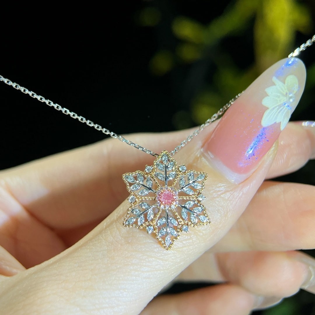 14k Gold 0.19 Ctw Natural Pink Diamond & Diamond Necklace - 2