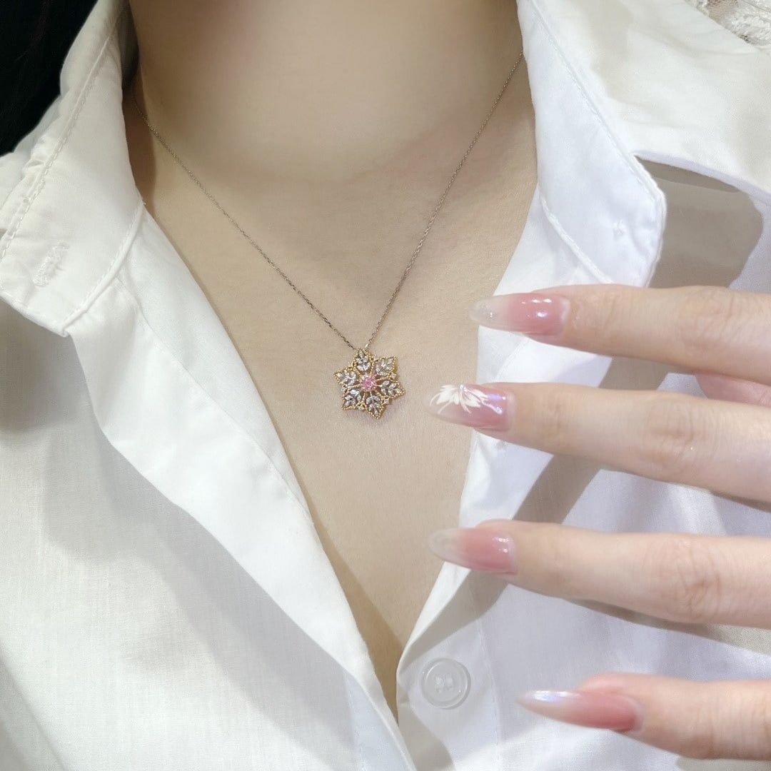 14k Gold 0.19 Ctw Natural Pink Diamond & Diamond Necklace - 4