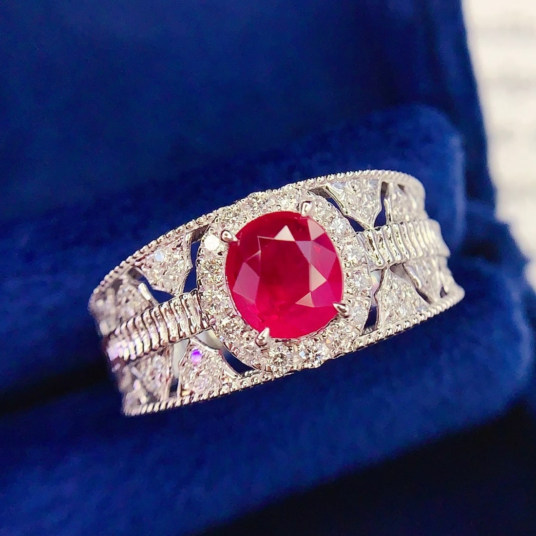 14k Gold 1.2 Ct Natural Ruby & Diamond Ring