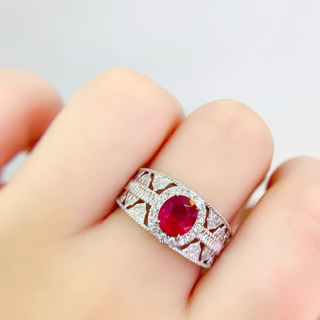 14k Gold 1.2 Ct Natural Ruby & Diamond Ring - 6