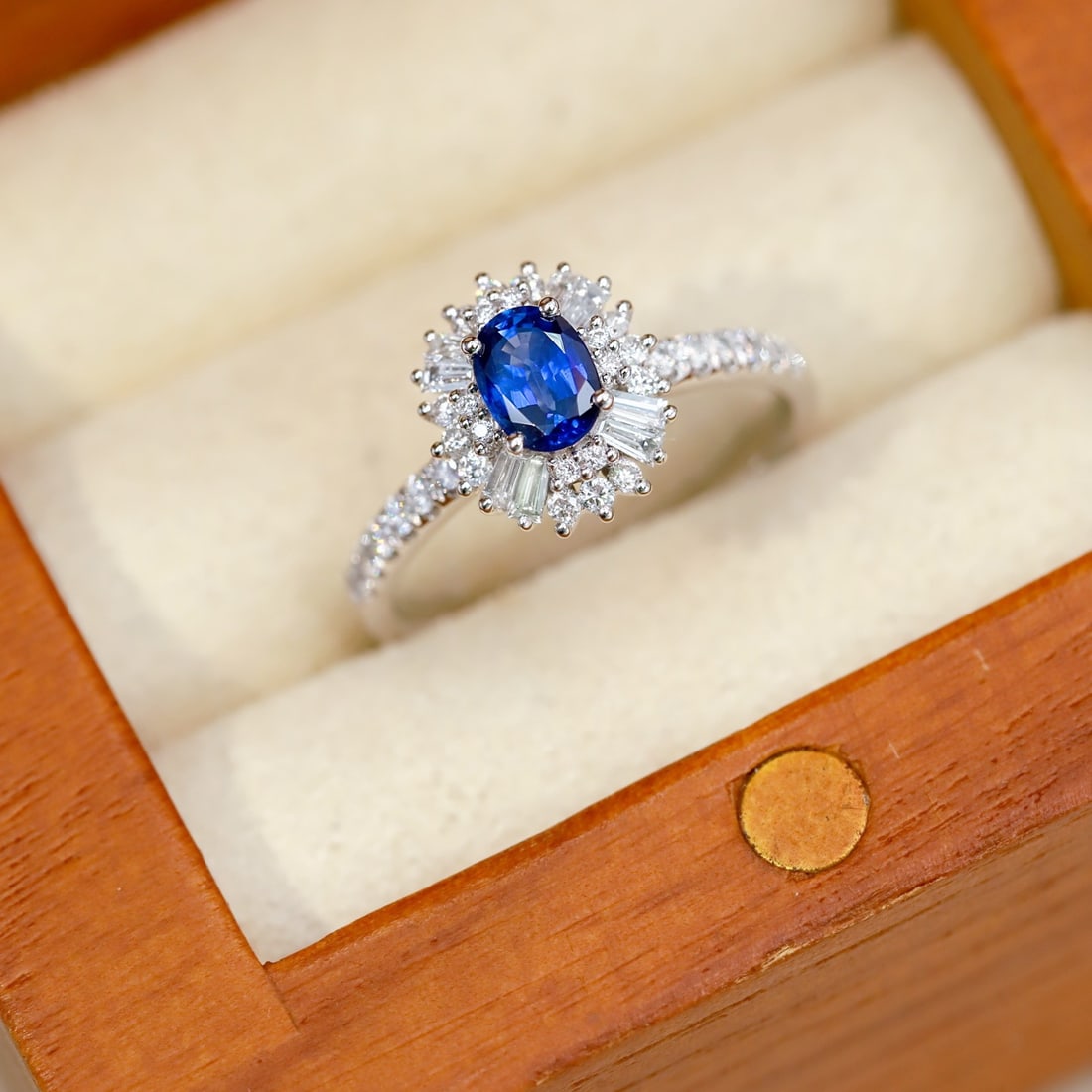 14k Gold 1.07 Ctw Natural Sapphire & Diamond Ring