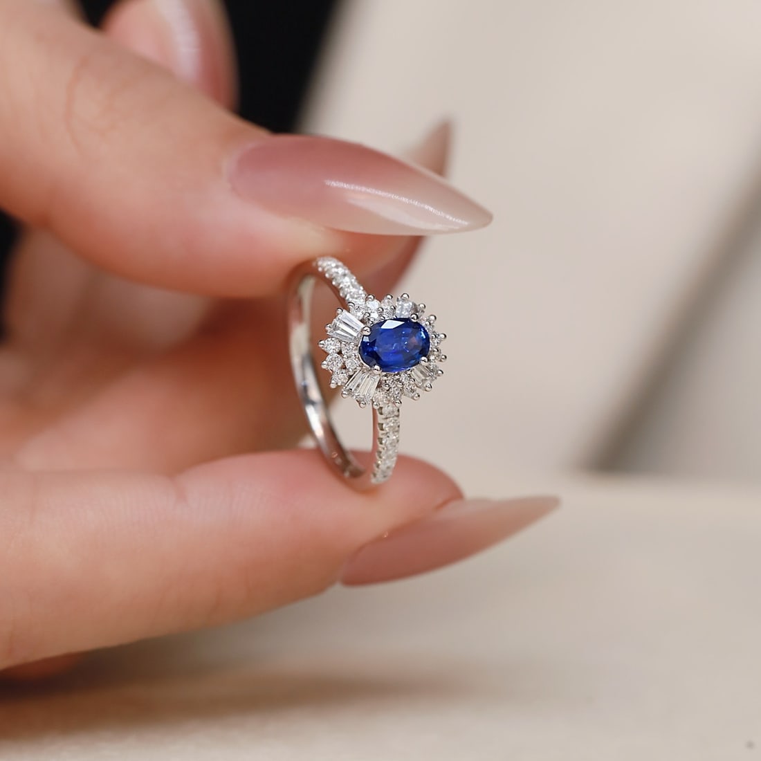 14k Gold 1.07 Ctw Natural Sapphire & Diamond Ring - 4