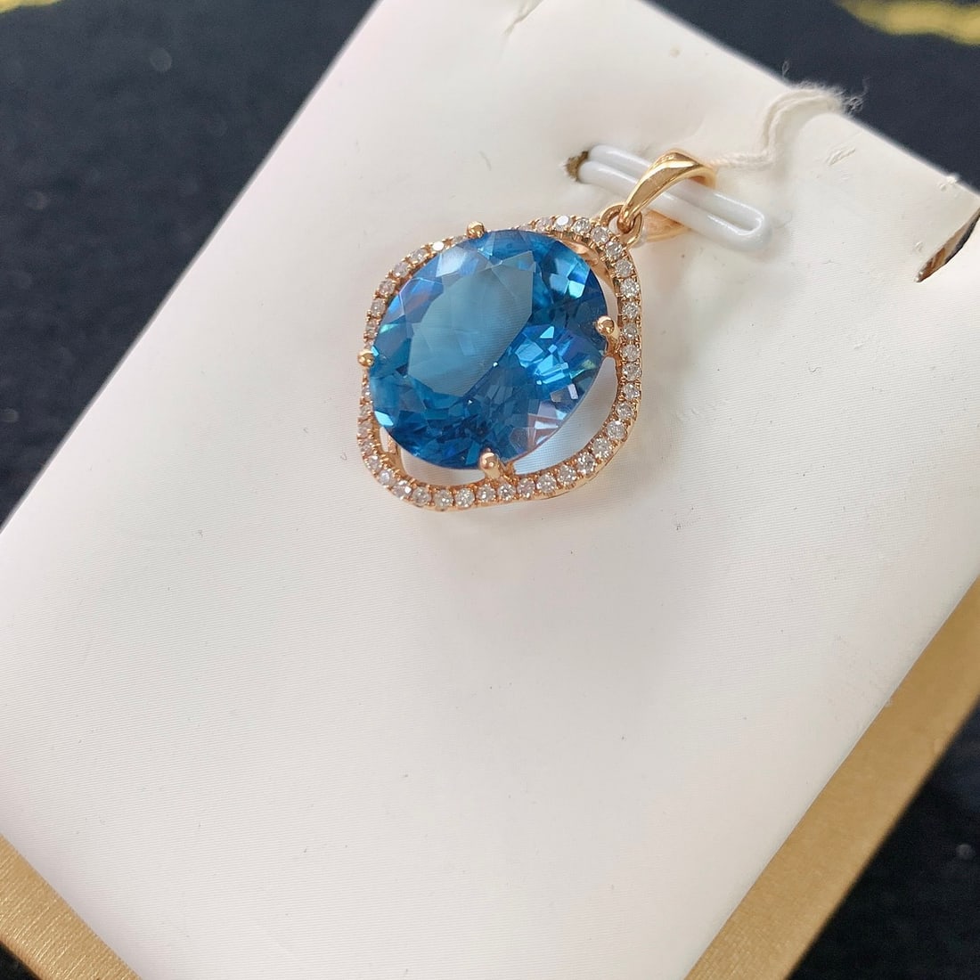 14k Gold 8.87 Ctw Natural Topaz & Diamond Pendant( Without Chain ) - 3