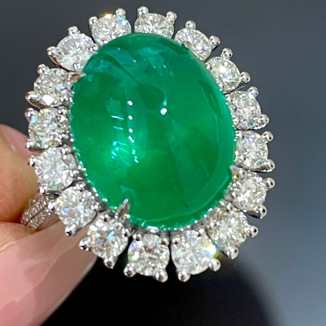 14k Gold 10.45 Ctw Natural Emerald & Diamond Ring/pendant( Without Chain )