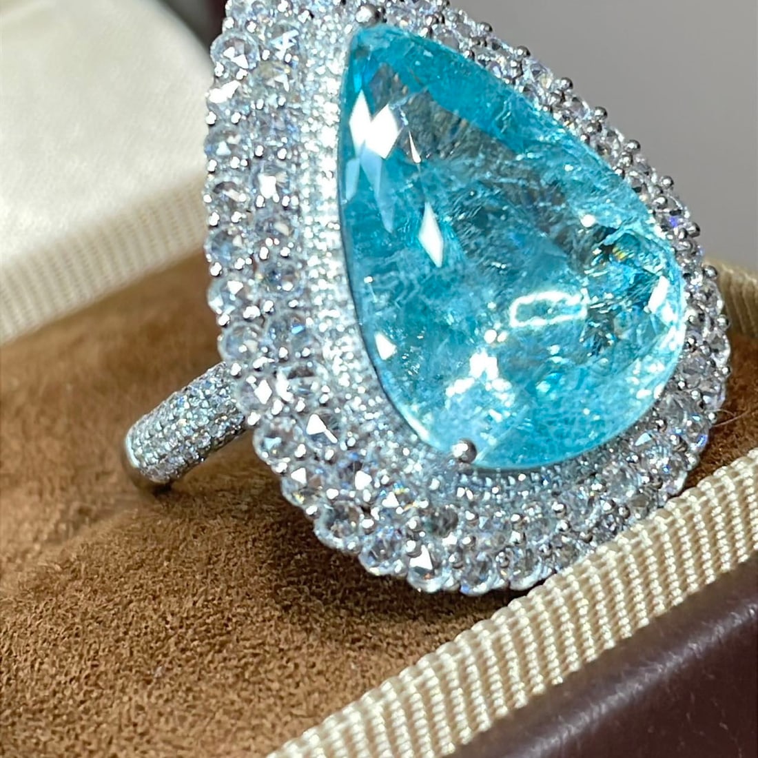 14k Gold 12.25 Ctw Natural Paraiba Tourmaline & Diamond Ring/pendant( Without Chain ) - 5