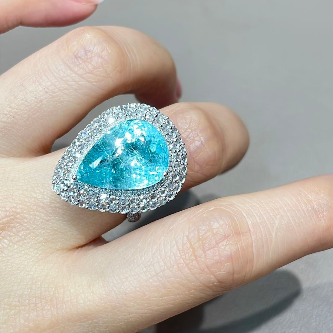 14k Gold 12.25 Ctw Natural Paraiba Tourmaline & Diamond Ring/pendant( Without Chain ) - 8