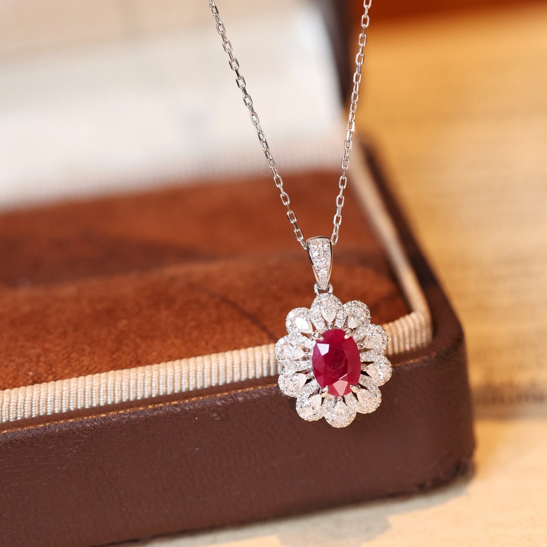 14k Gold 1.73 Ctw Vivid Red Natural Ruby & Diamond Pendant( Without Chain ): Ref:231098391 // gold content:14k gold // main gemstone:ruby // shape:oval // carat weight:1. 15ct // color:vivid red // treatment:natural // // adjacent gemstone 2 : diamond // shape:multiple //
