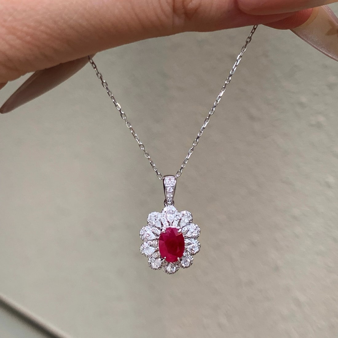 14k Gold 1.73 Ctw Vivid Red Natural Ruby & Diamond Pendant( Without Chain ) - 4