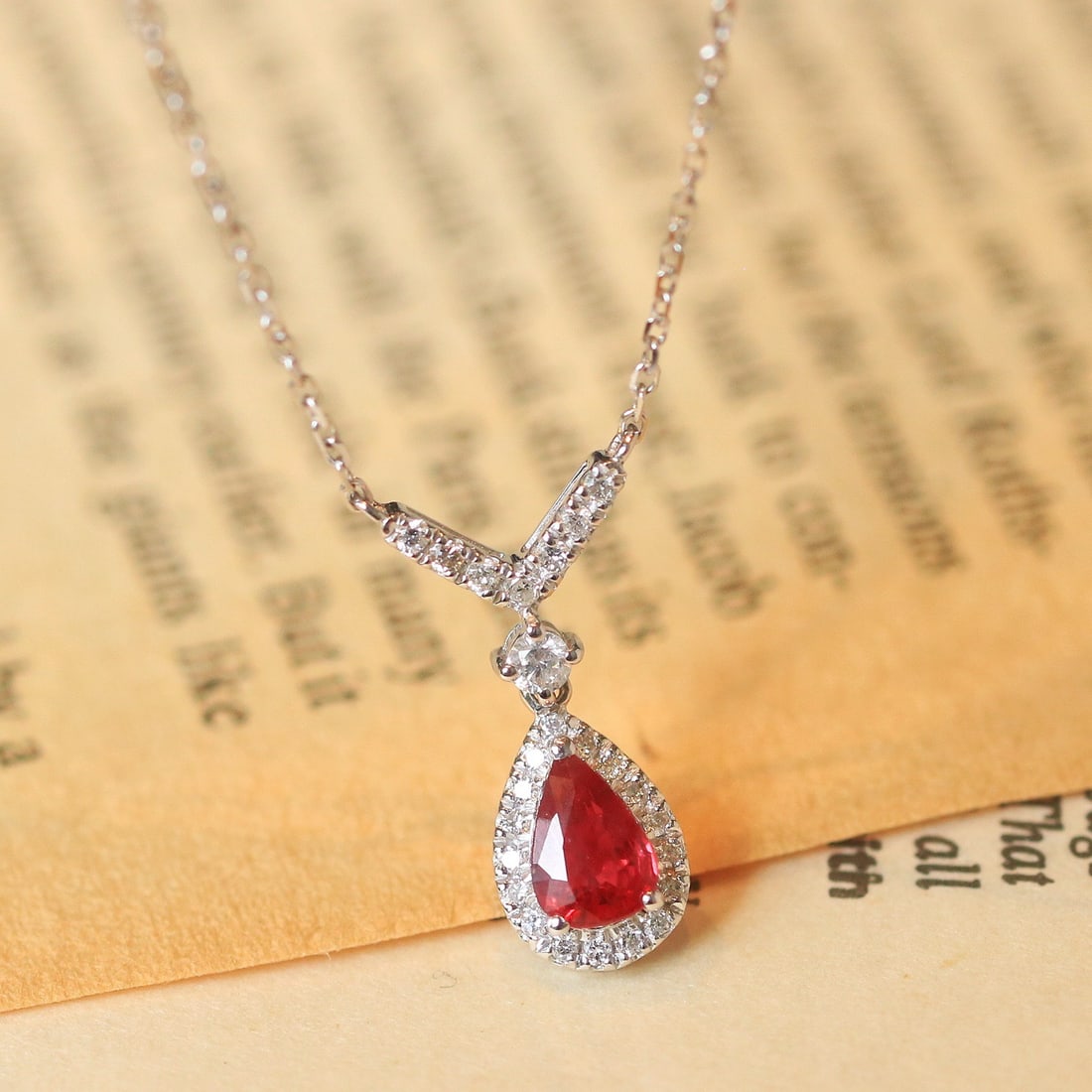 14k Gold 0.68 Ctw Vivid Red Natural Ruby & Diamond Necklace - 6