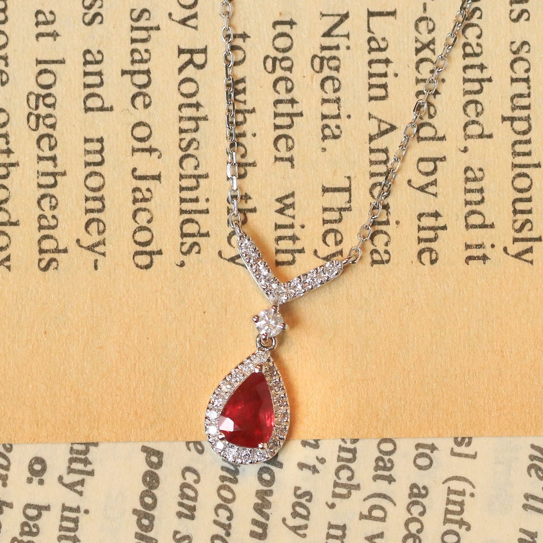 14k Gold 0.68 Ctw Vivid Red Natural Ruby & Diamond Necklace - 7