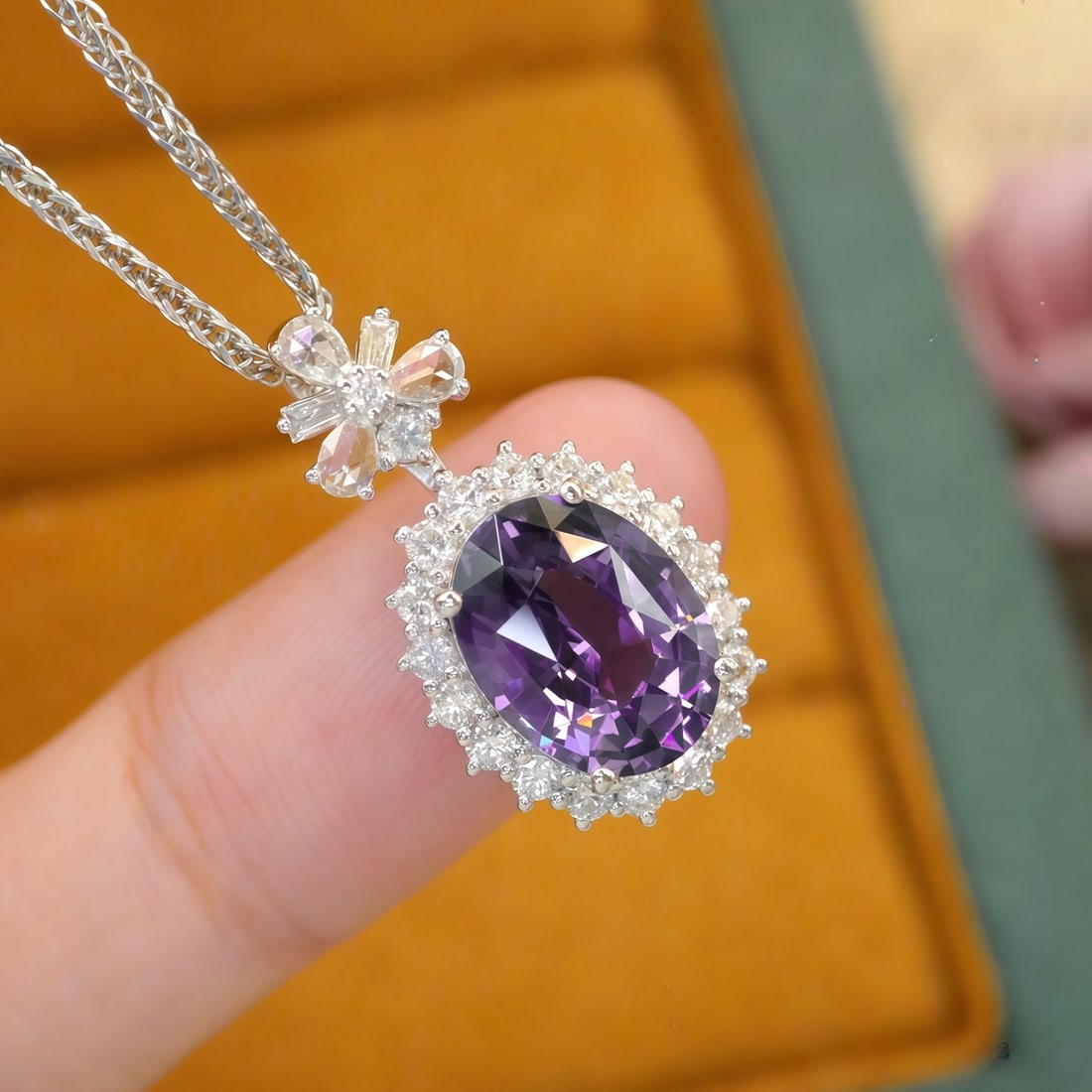 14k Gold 3.04 Ctw Natural Spinel & Diamond Pendant( Without Chain ) - 2